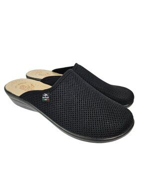 Fly Flot Cloth Slipper Black Mesh Open Back Clog  EU 41/US 9.5